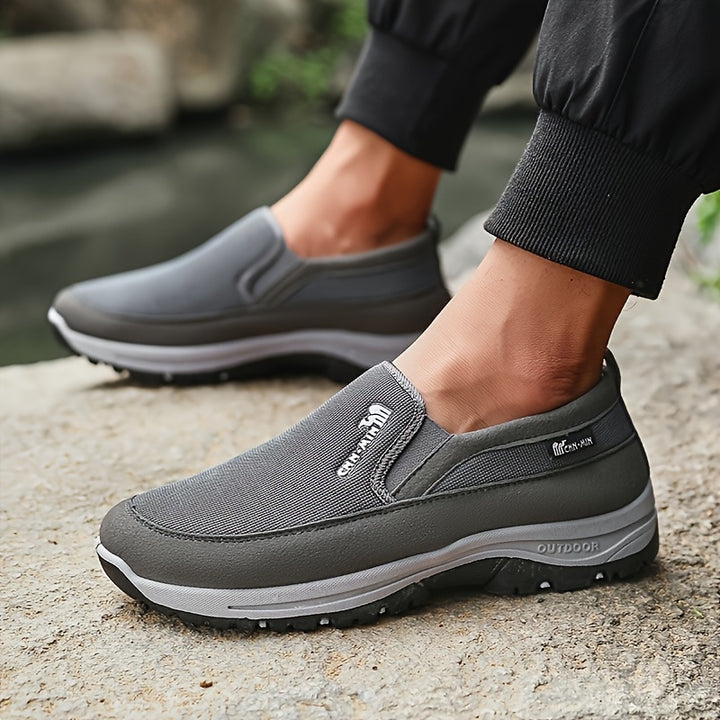 Marcus Slip-On Outdoor Walking Loafers - Gray worn