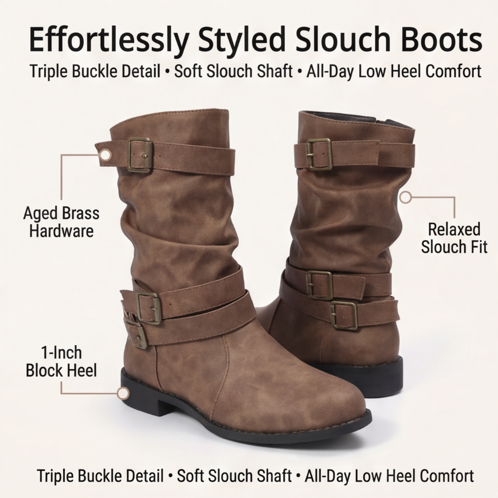 Eyla | Bottines mi-mollet froissées à porter souple