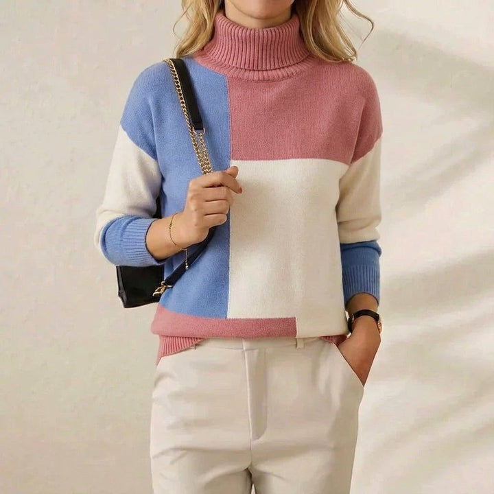 Melinda | Colour-Block Turtleneck Knit Sweater