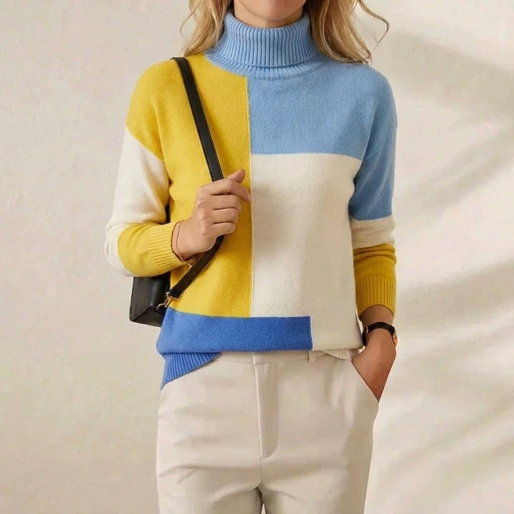 Melinda | Colour-Block Turtleneck Knit Sweater