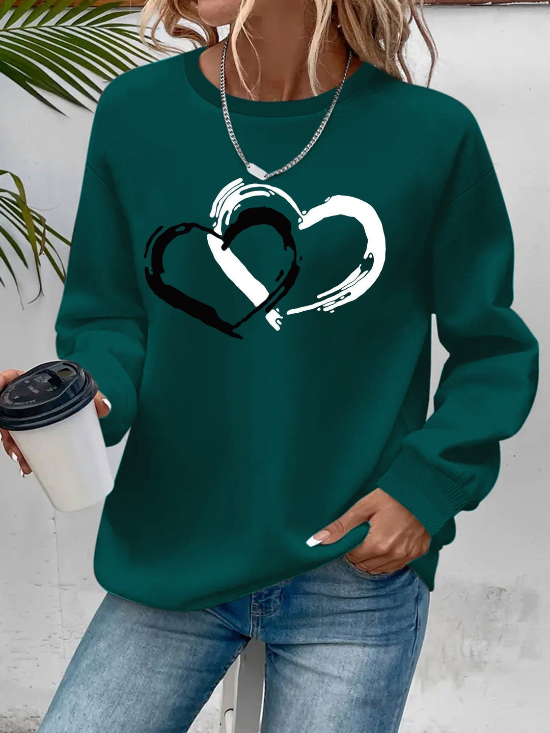 Nadia | Double Heart Graphic Sweatshirt