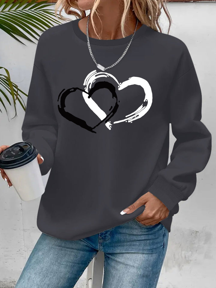 Nadia | Double Heart Graphic Sweatshirt