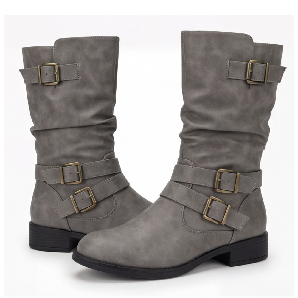 Eyla | Bottines mi-mollet froissées à porter souple
