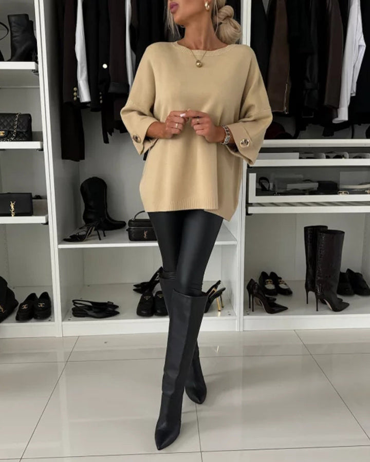 Claire | Pull élégant et décontracté à poignets boutonnés