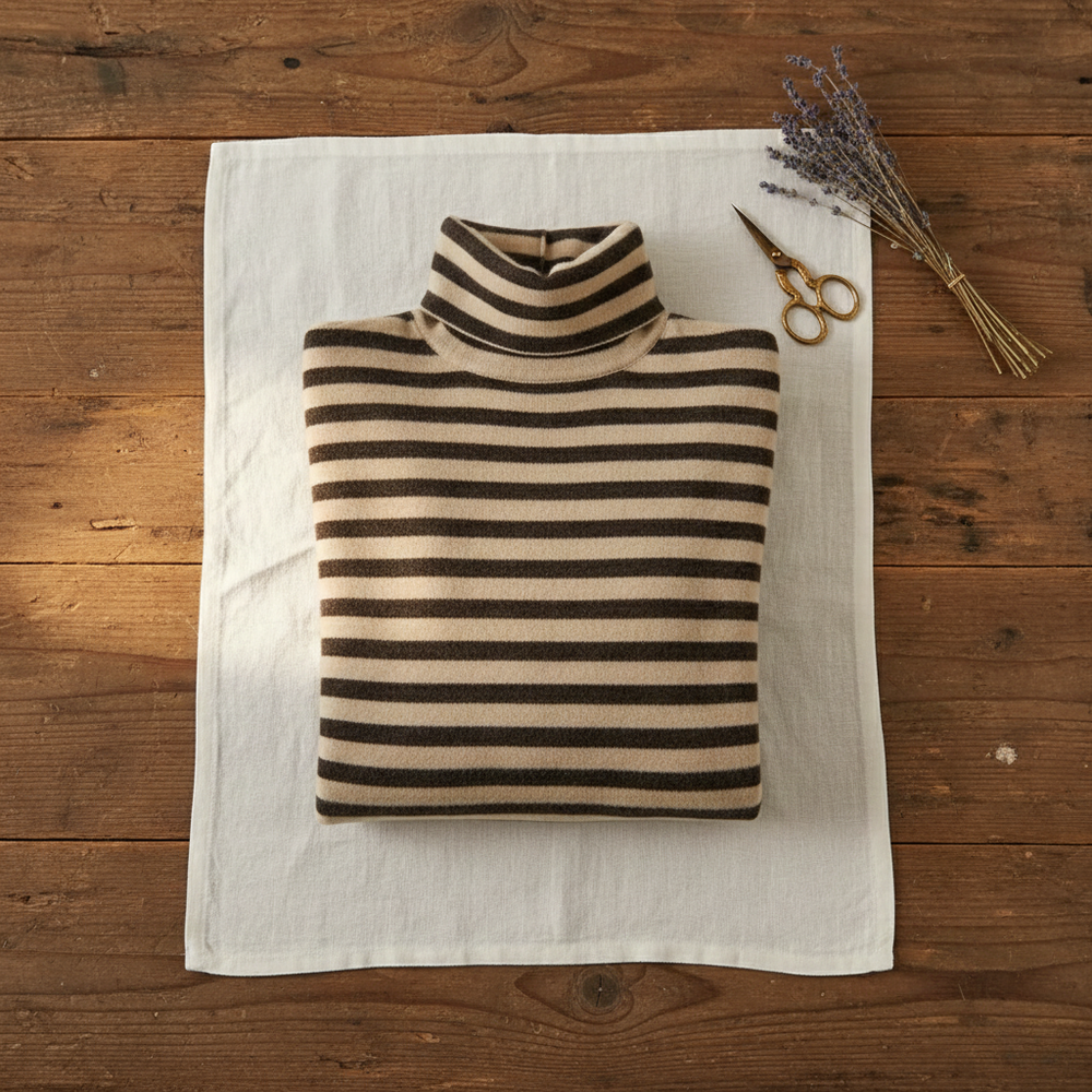 Harsifat | Striped Turtleneck Knit Sweater