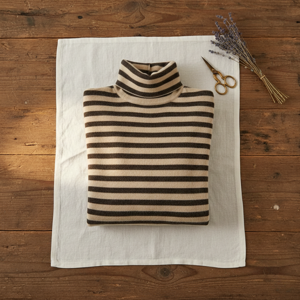 Harsifat | Striped Turtleneck Knit Sweater
