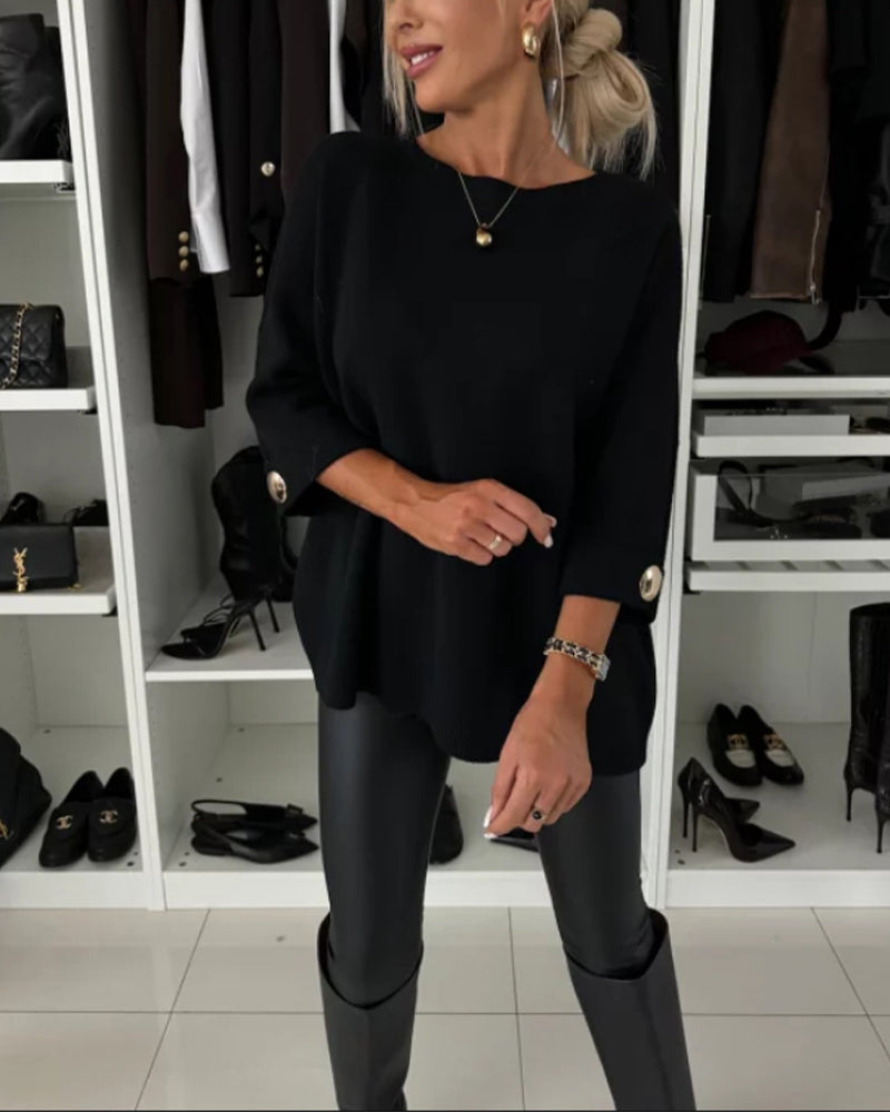 Claire | Pull élégant et décontracté à poignets boutonnés
