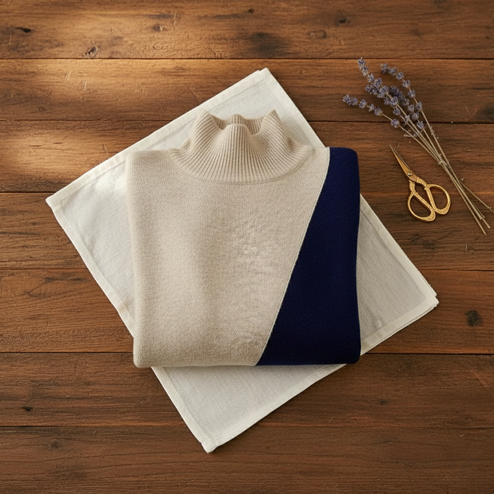 Gurjaap | Colour-Block Turtleneck Knit Sweater