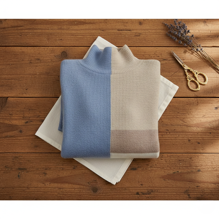 Shereen | Colour-Block Turtleneck Knit Sweater