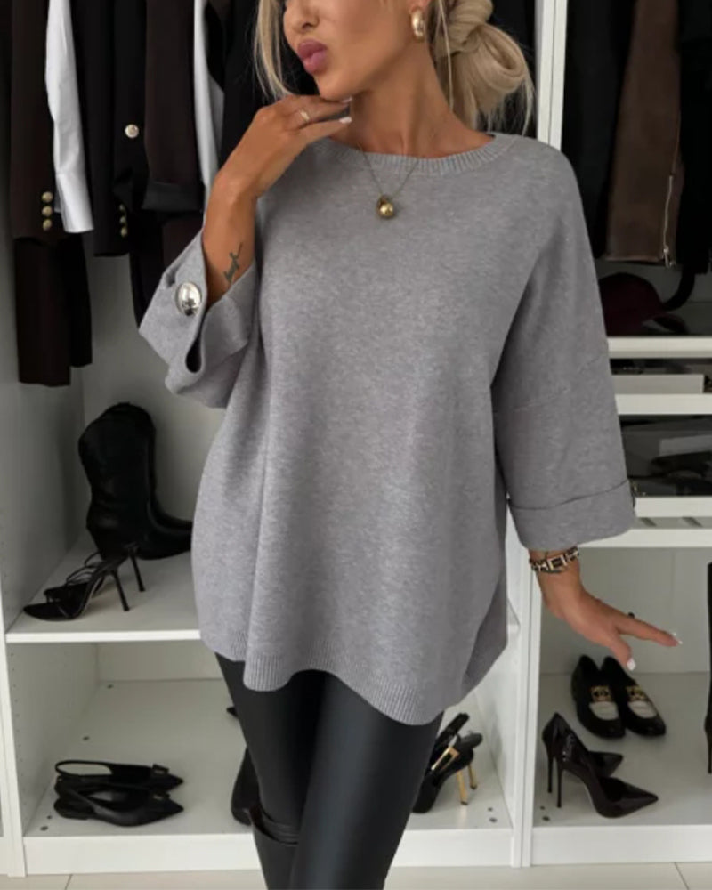 Claire | Pull élégant et décontracté à poignets boutonnés