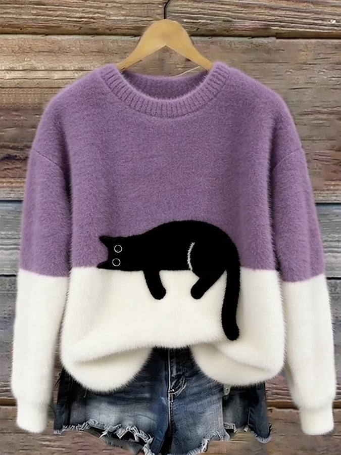 Caitlin | Pull décontracté à motif chat