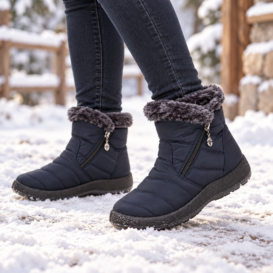 Seija | Plush-Lined Zipper Ankle Boots