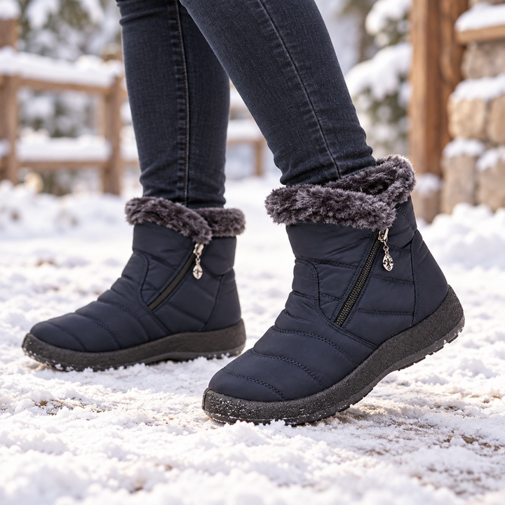 Seija | Plush-Lined Zipper Ankle Boots