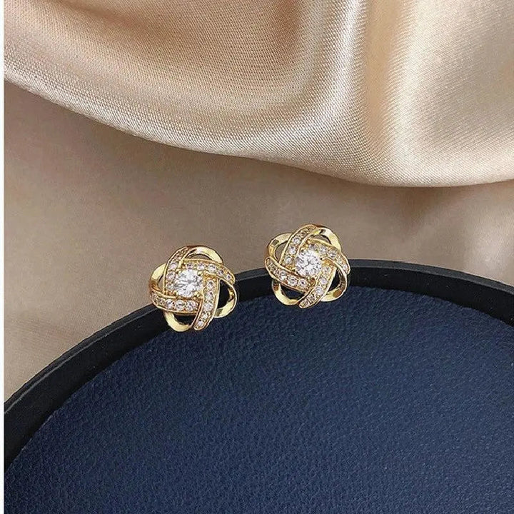 Cassie | Gold Spiral Floral Crystal Stud Earrings