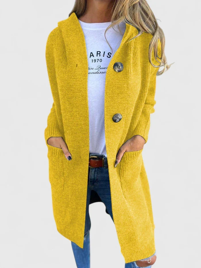 Skye | Cardigan long côtelé à capuche