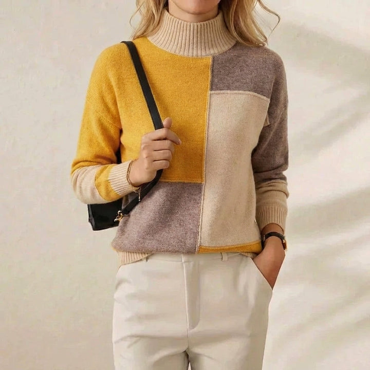Melinda | Colour-Block Turtleneck Knit Sweater