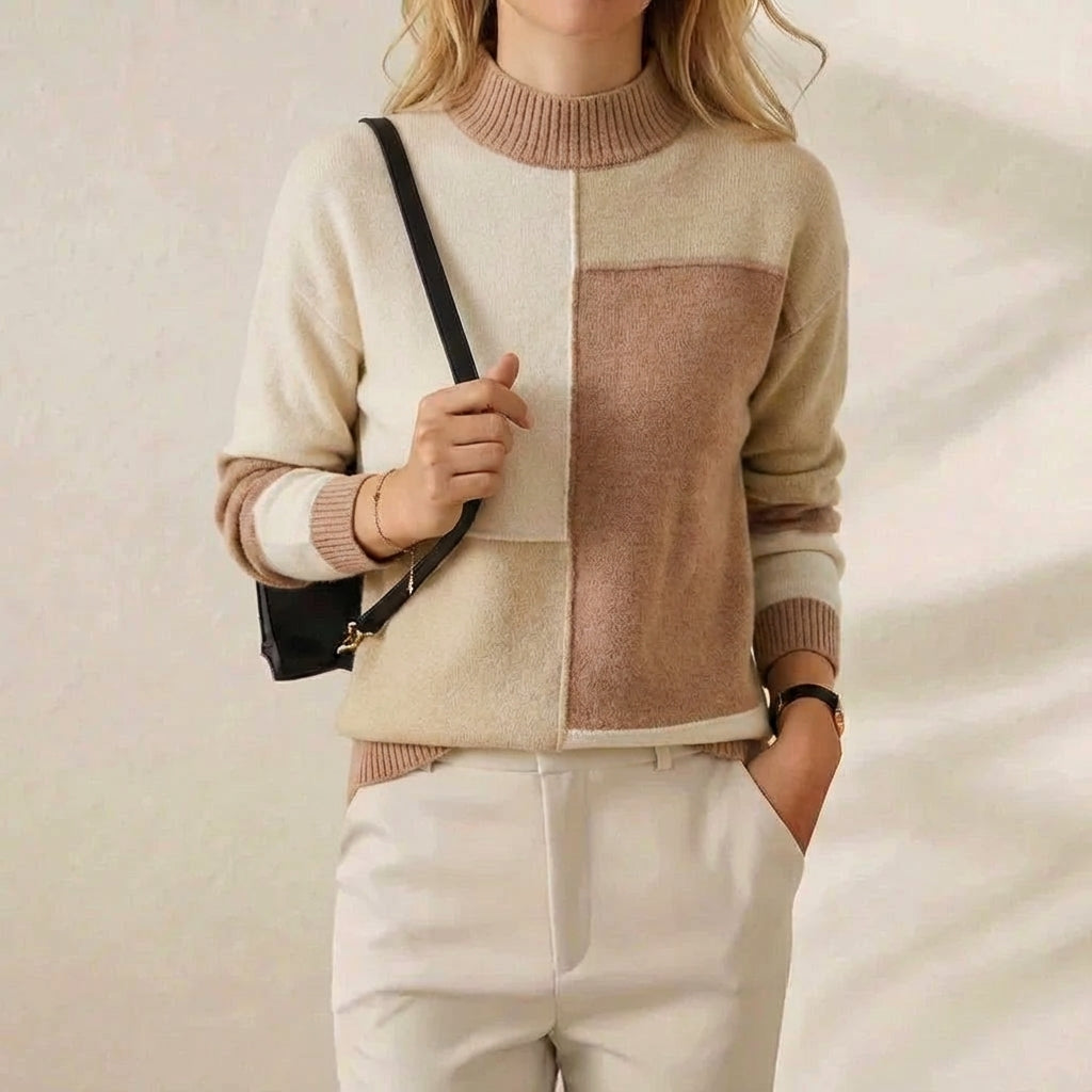 Melinda | Colour-Block Turtleneck Knit Sweater