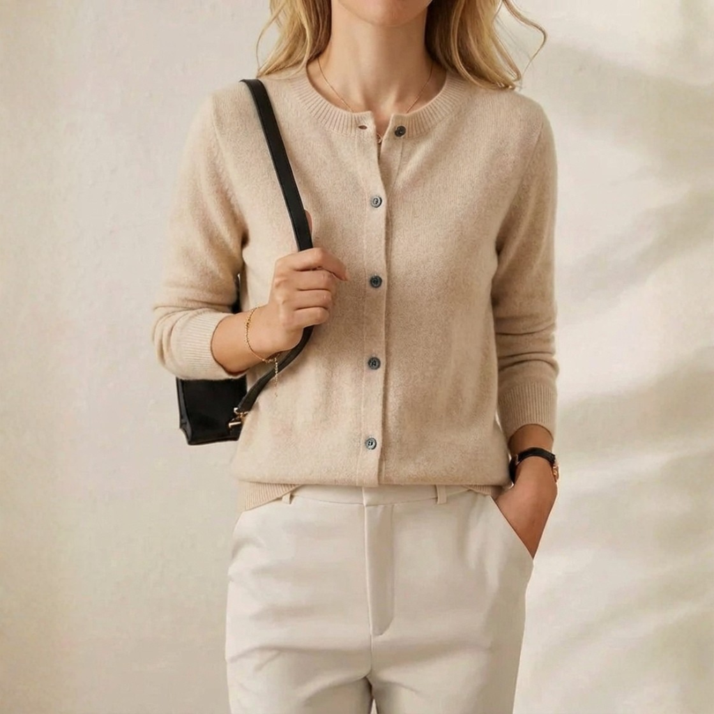 Douae | Crew Neck Button Knit Cardigan