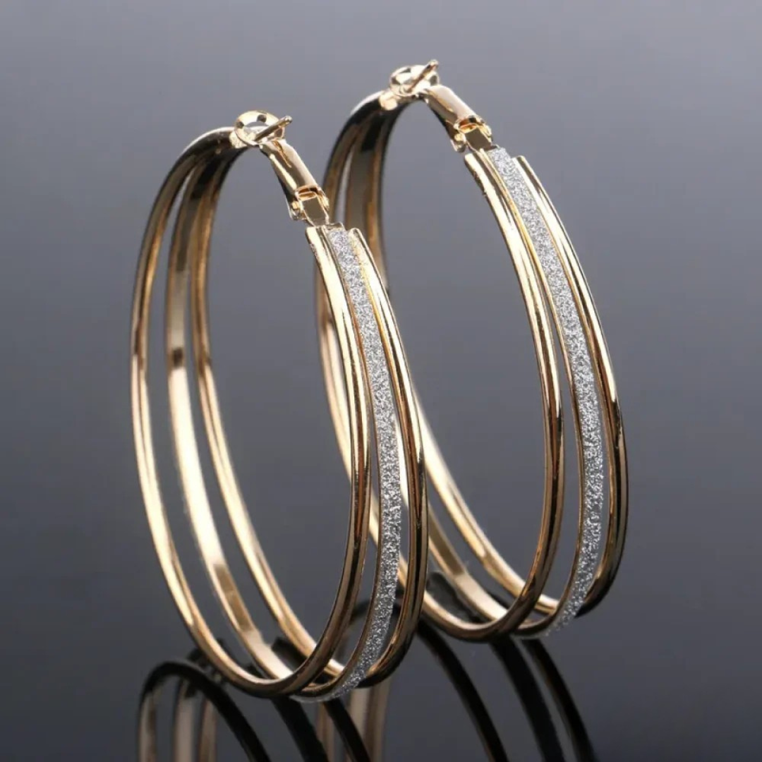 Emmanuela | Gold Retro Hoop Earrings