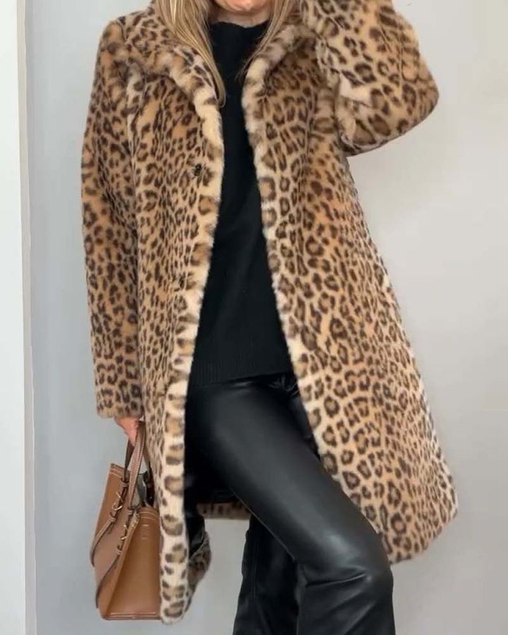 Alexia | Manteau en fausse fourrure à imprimé léopard