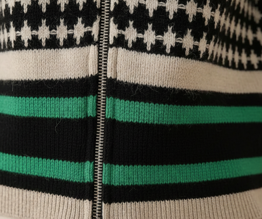 Jailyn | Zip-Up Houndstooth Knit Cardigan