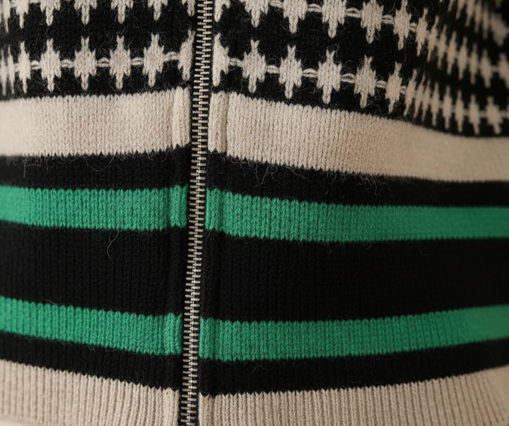 Jailyn | Zip-Up Houndstooth Knit Cardigan