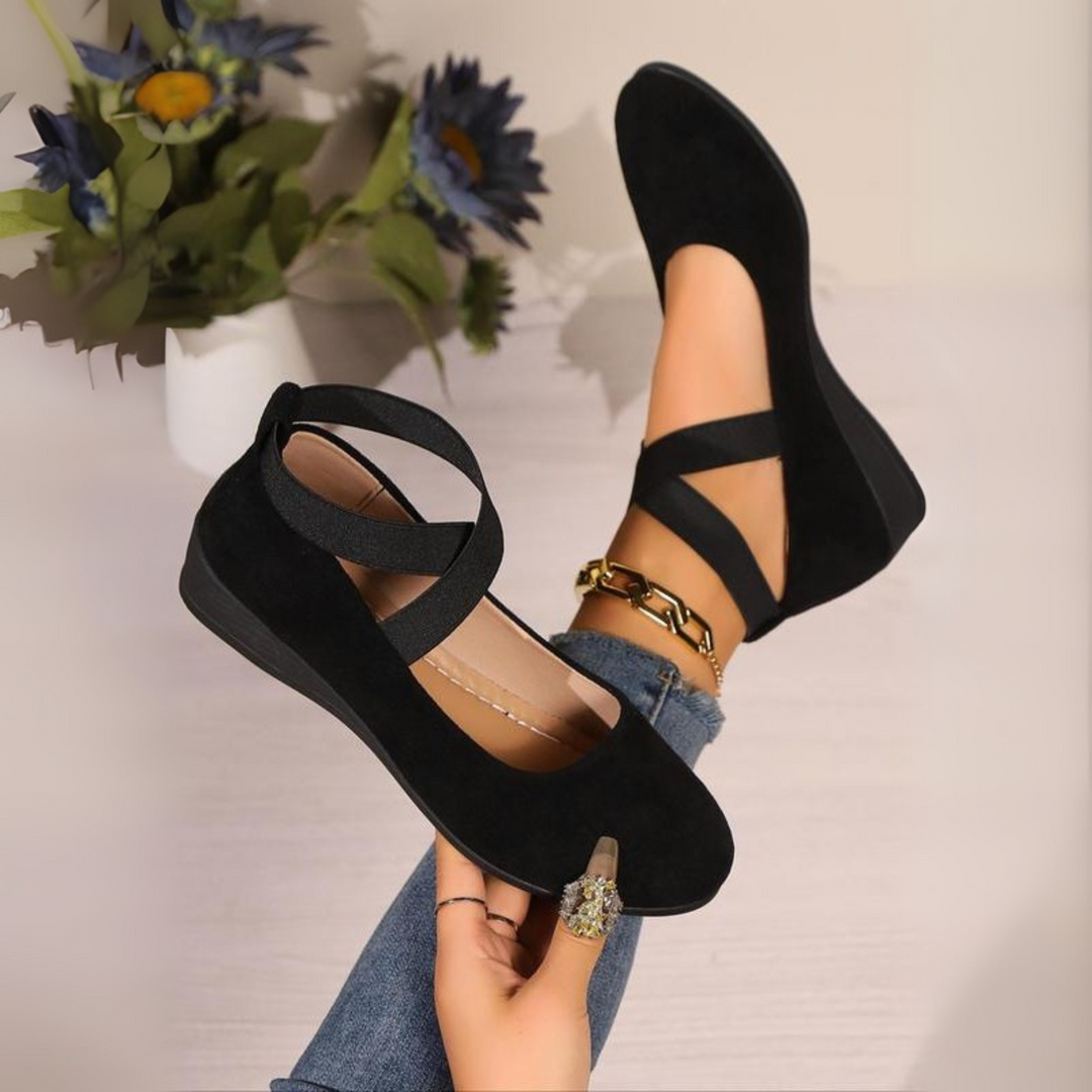 Angel Comfy Closed Wedge Slip-On Shoes Black