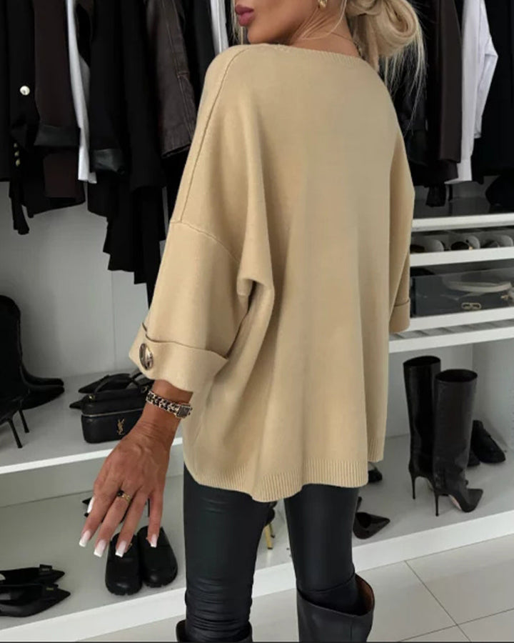 Claire | Pull élégant et décontracté à poignets boutonnés