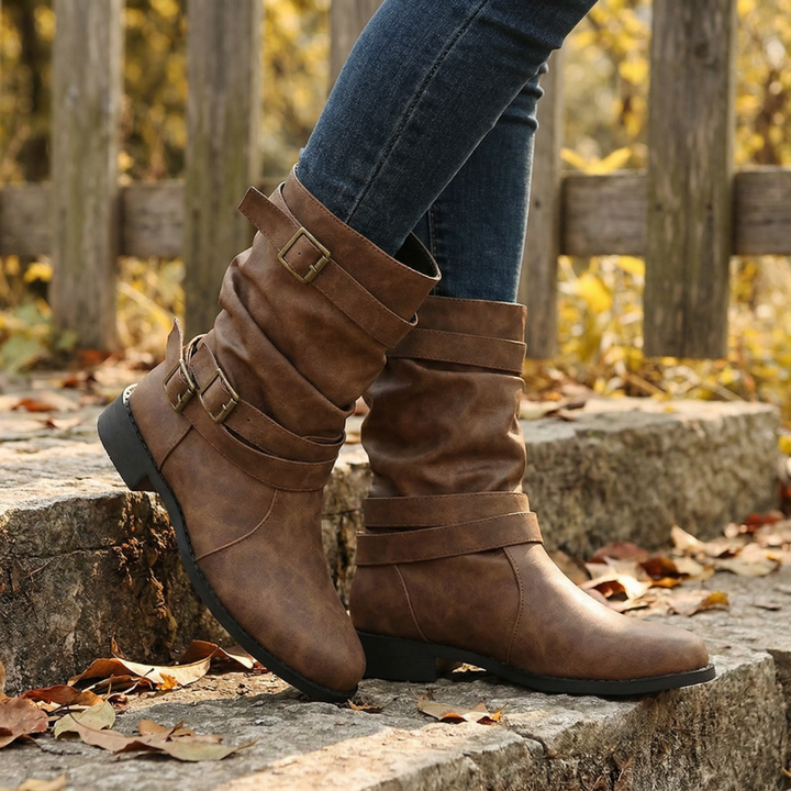 Eyla | Bottines mi-mollet froissées à porter souple