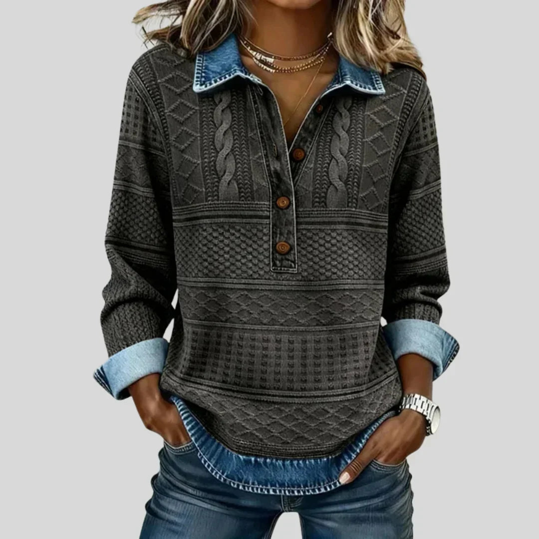 Jami | Vintage Cable Knit Collared Jumper