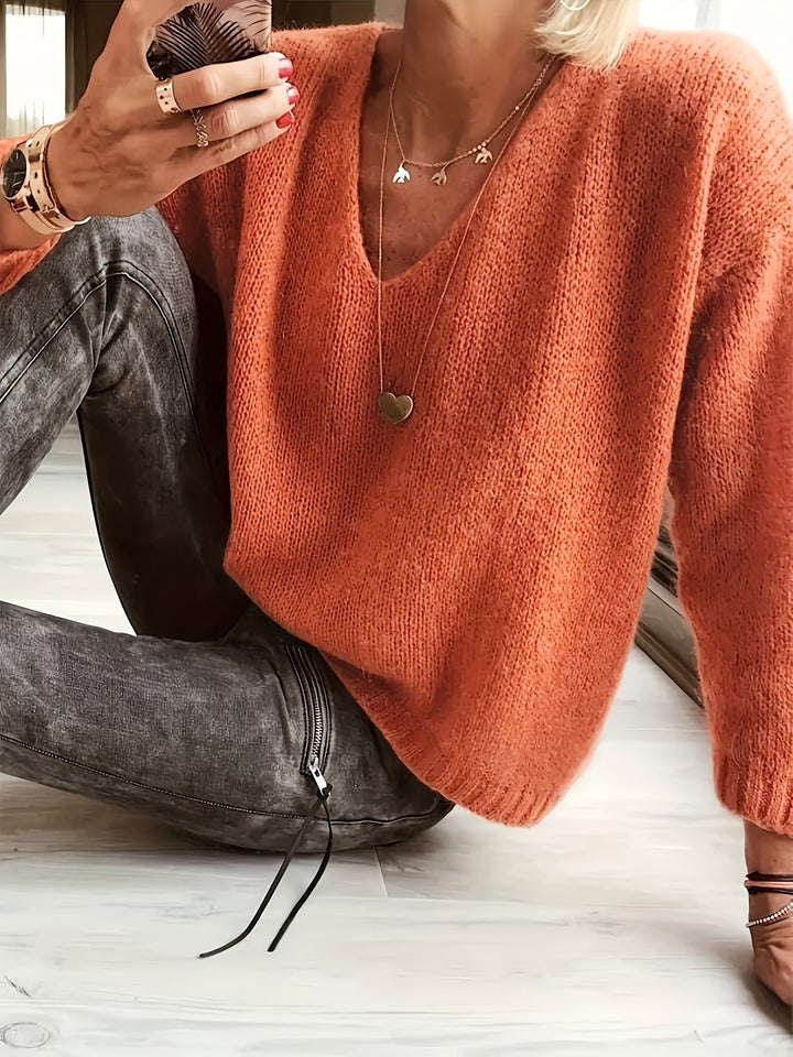 Lianne | Pull pelucheux à col en V