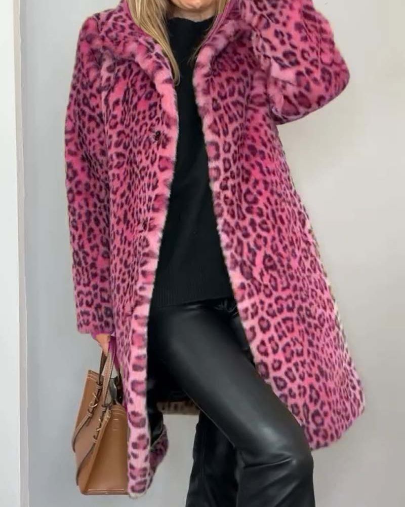 Alexia | Manteau en fausse fourrure à imprimé léopard