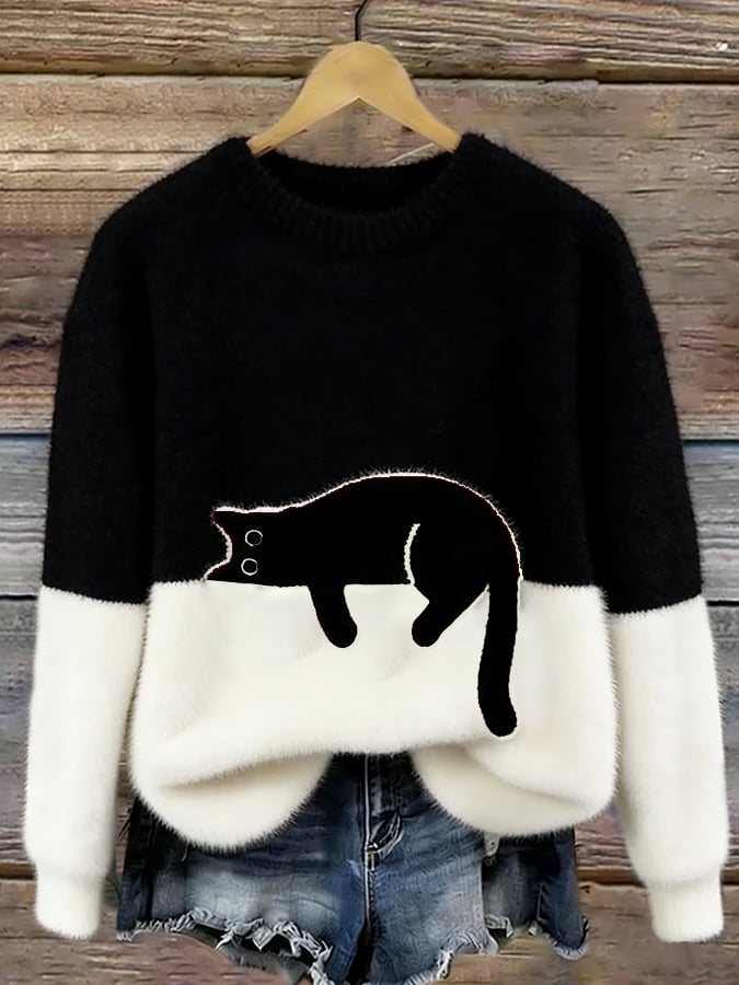 Caitlin | Pull décontracté à motif chat
