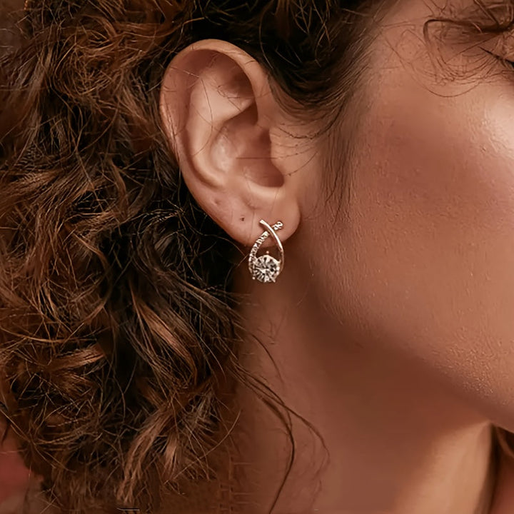 Olena | Golden Cross Zirconia Stud Earrings