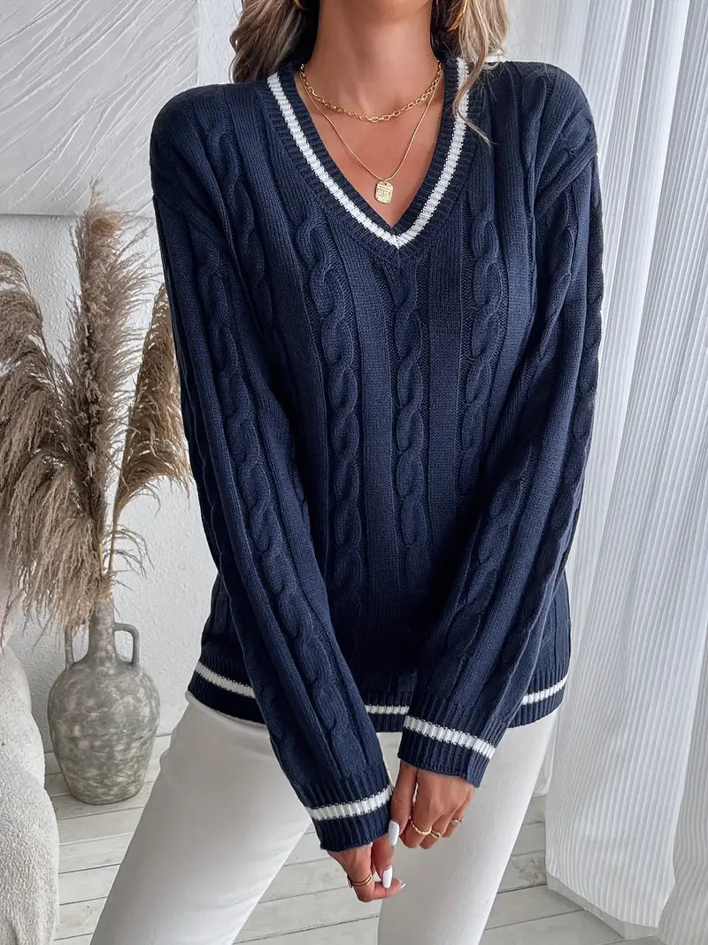 Macy | Pull en maille classique à col en V