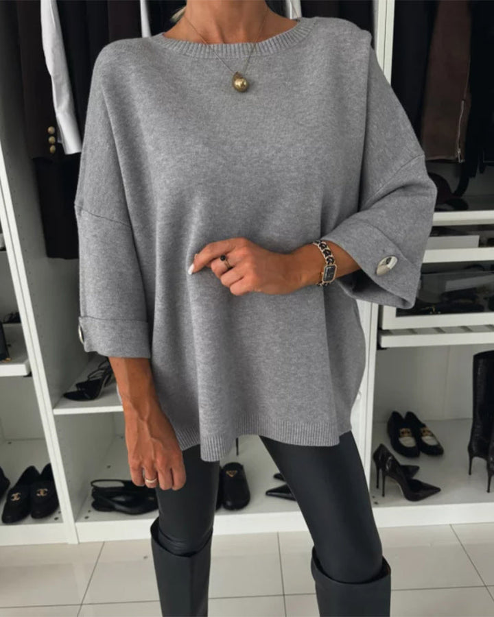 Claire | Pull élégant et décontracté à poignets boutonnés