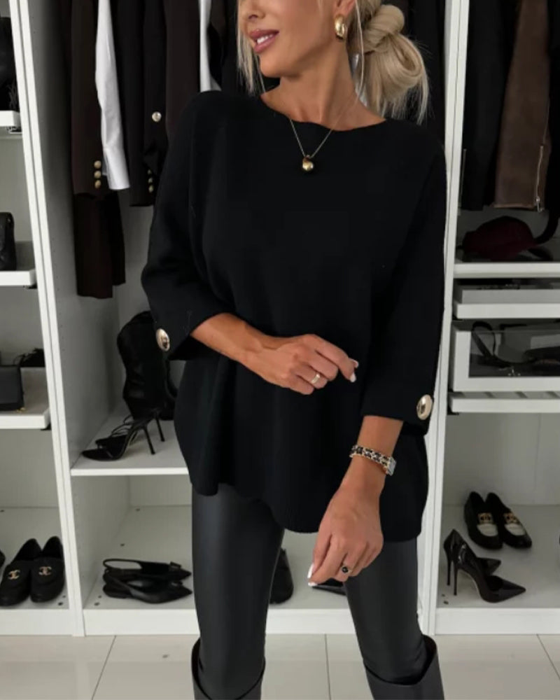 Claire | Pull élégant et décontracté à poignets boutonnés