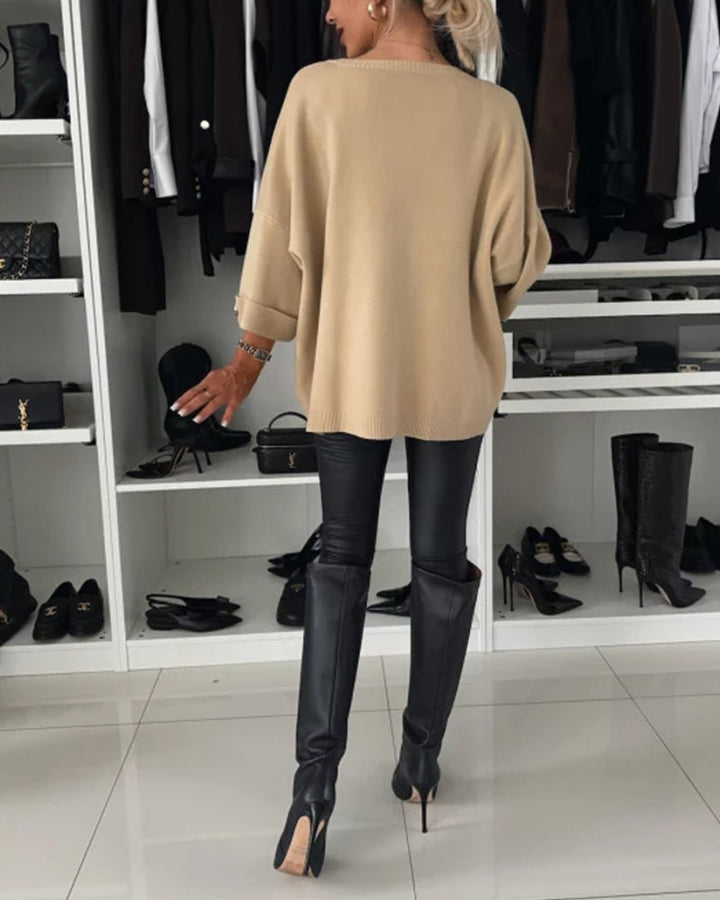 Claire | Pull élégant et décontracté à poignets boutonnés