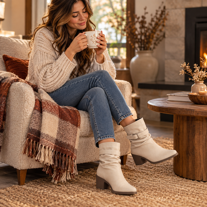 Gray | Pointed-Toe Slouch Mid-Calf Boots