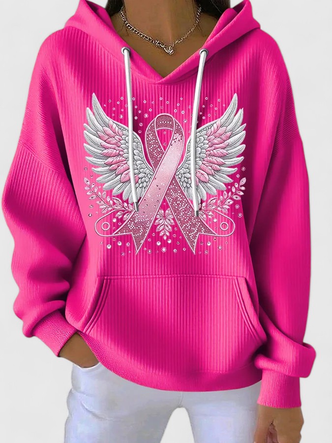 Morgan | Sweat à capuche Ailes d'Ange Ruban Rose