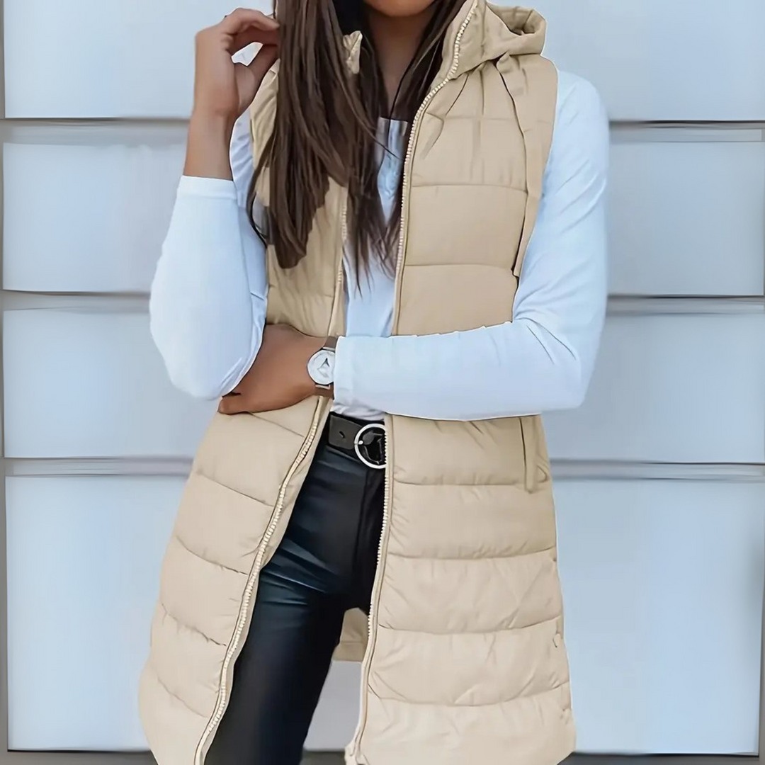 Melanie | Doudoune sans manches longue à capuche