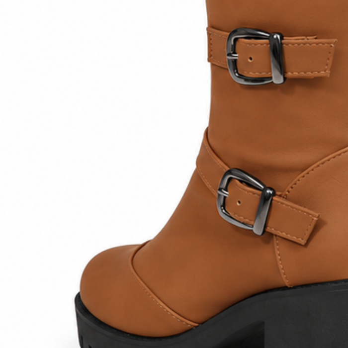 Adaly | Bottines à talons épais et doubles boucles