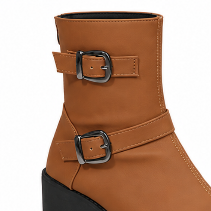 Adaly | Bottines à talons épais et doubles boucles