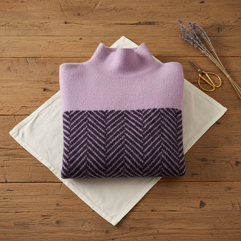 Kari | Herringbone Knit Turtleneck Sweater