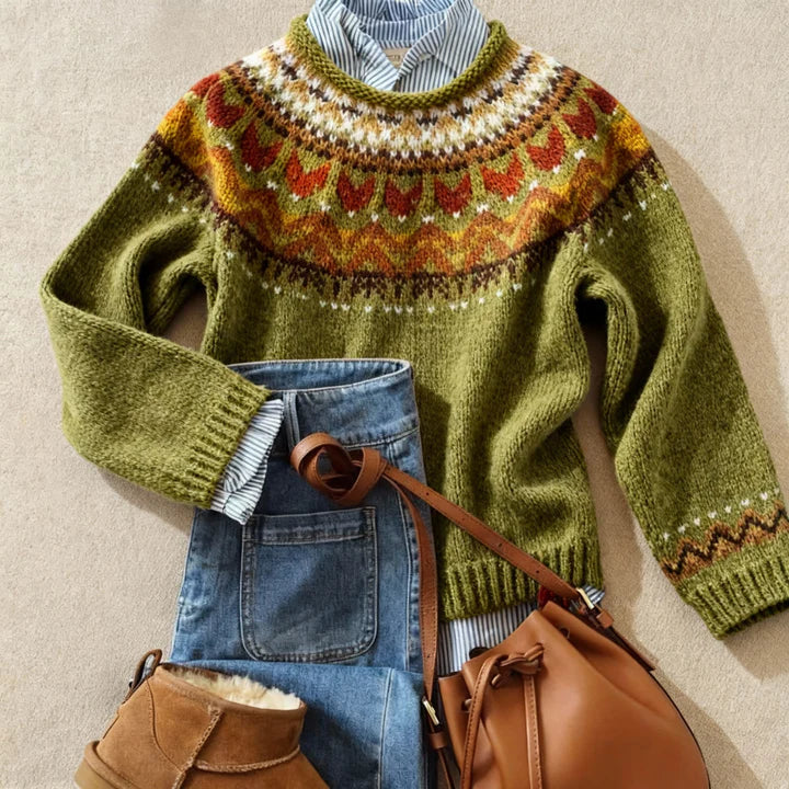 Yvette | Classic Fair Isle Knit Sweater