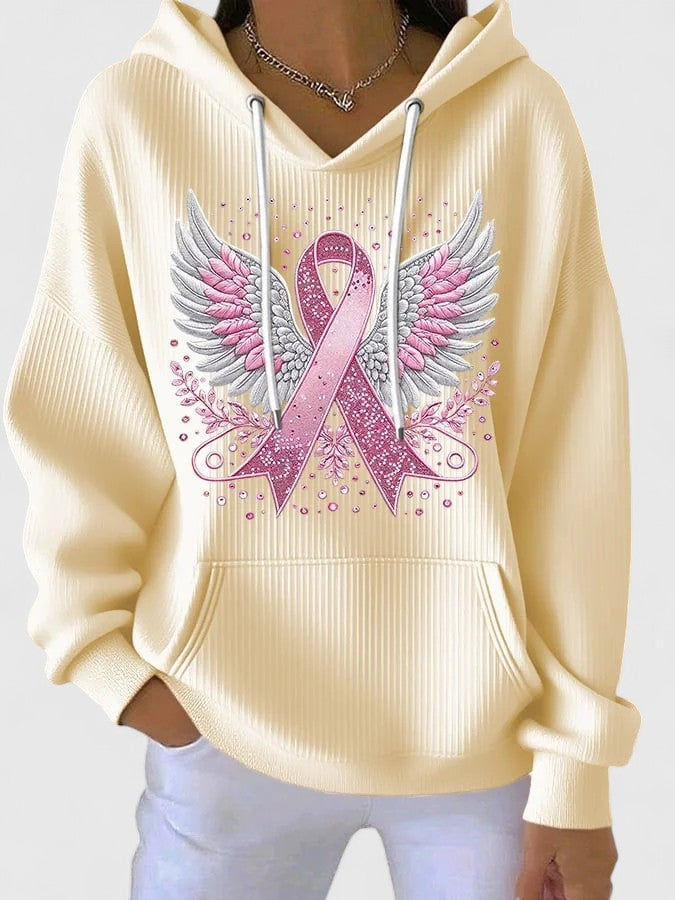Morgan | Sweat à capuche Ailes d'Ange Ruban Rose