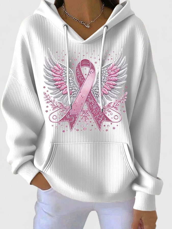 Morgan | Sweat à capuche Ailes d'Ange Ruban Rose