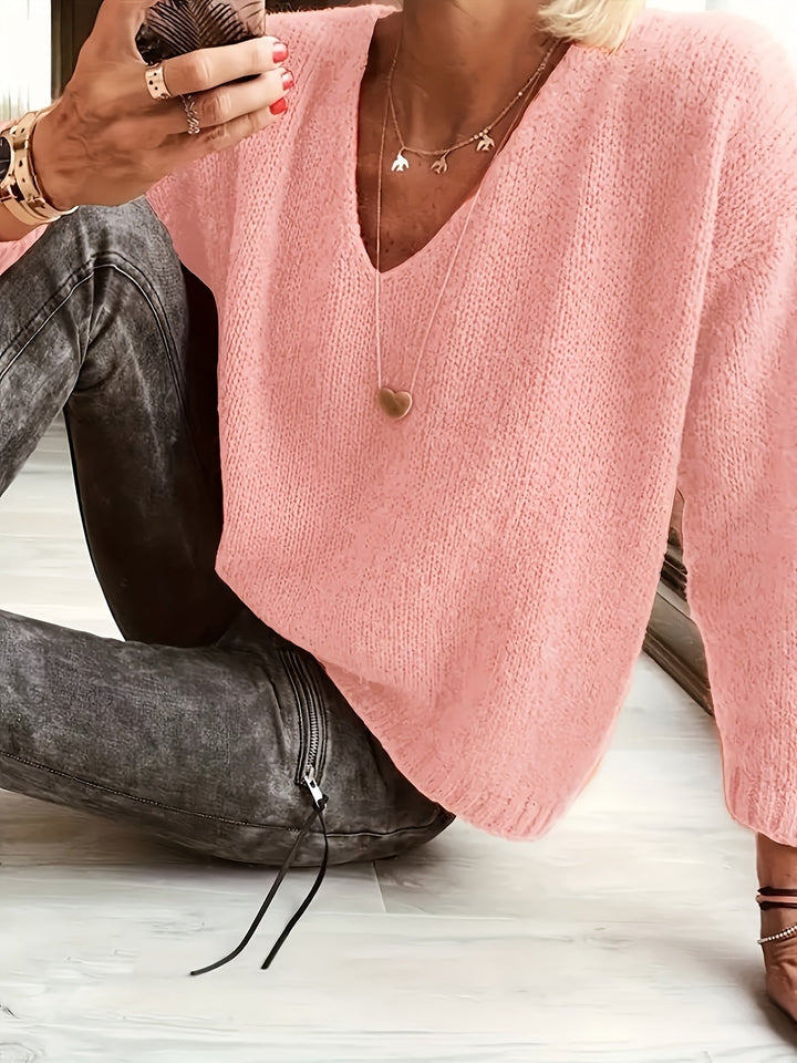 Lianne | Pull pelucheux à col en V