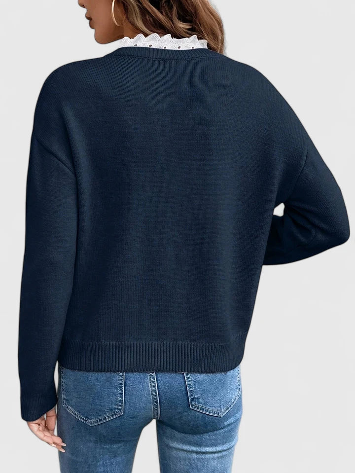 Mariah | Elegant Lace Trim Sweater