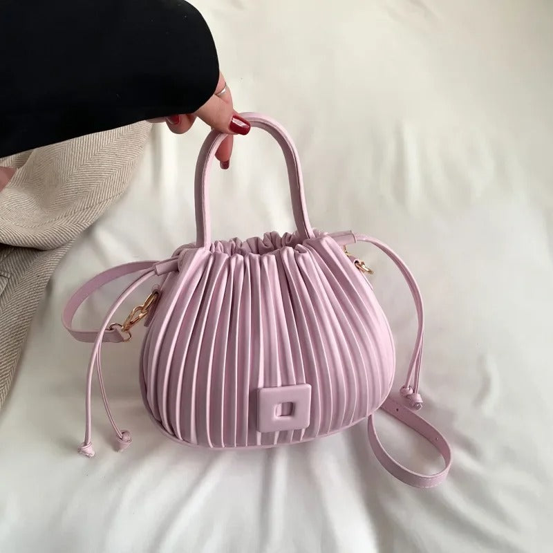 Sophiane | Elegant Pleated Handbag In Powder Pink
